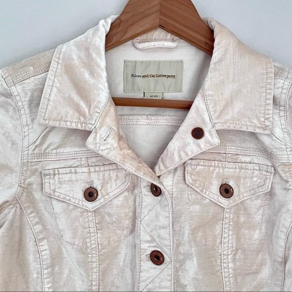 Anthropologie Pilcro & The Letterpress Pink Button Up Velvet Jacket XS - Picture 9 of 14